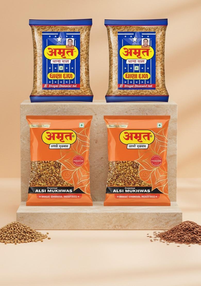 Amrut Mukhwas & Dhanadal Salty Coriander Mouth Freshener Mukhwas Mouth Freshener (4 X 200 G)