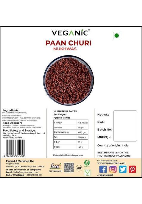Veganic Paan Churi Mouth Freshener | Homemade Pan Chury Mukhwas | Sweet Brown Fennel Fennel Mouth Freshener (200 G)