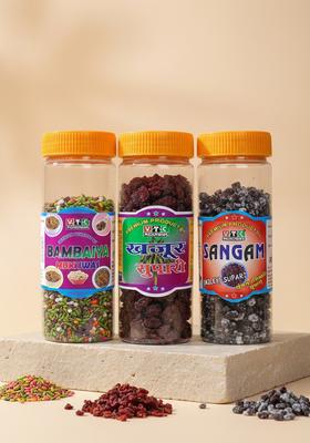 Vtc Ayurvedic And Natural Bambaiya Mix Mukhwas Or Soft Sweet Mint Gulab Supari Supari Mouth Freshener&nbsp;&nbsp;(3 X 200 G)