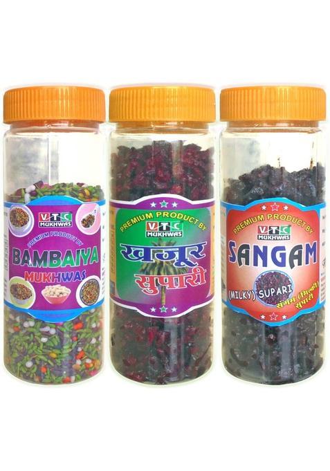 Vtc Ayurvedic And Natural Bambaiya Mix Mukhwas Or Soft Sweet Mint Gulab Supari Supari Mouth Freshener  (3 X 200 G)