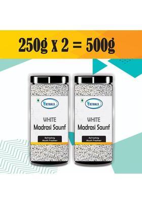 Victuals White Madrasi Saunf 500G | Peppermint Saunf | Mukhwas | Mouth Freshner | Peppermint Mouth Freshener&nbsp;&nbsp;(2 X 250 G)
