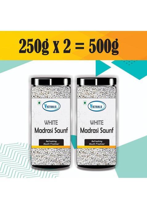 Victuals White Madrasi Saunf 500G | Peppermint Saunf | Mukhwas | Mouth Freshner | Peppermint Mouth Freshener&nbsp;&nbsp;(2 X 250 G)