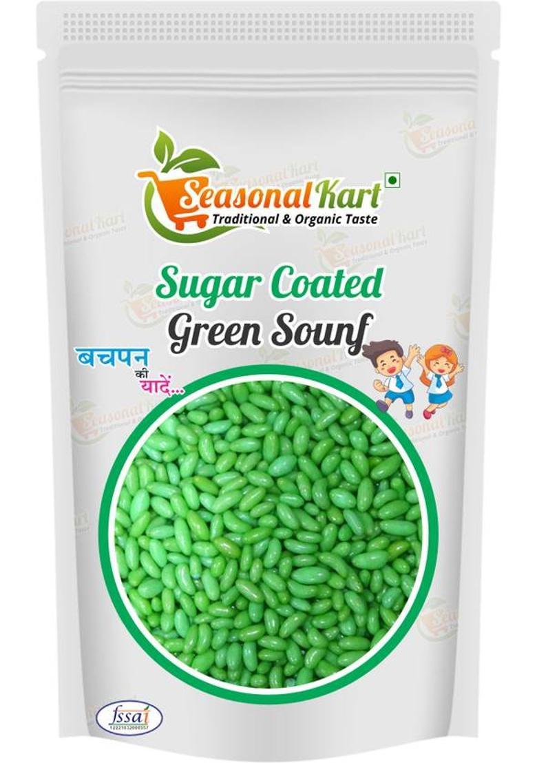 Seasonal Kart Homemade Sugar Coated Green Saunf Mukhwas Green Sugar Coated Saunf Fennel Mukhwas Mouth Freshener (400 G)