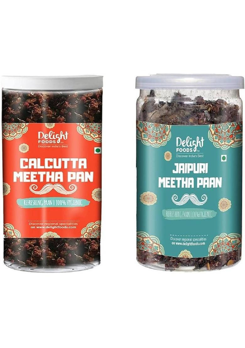 Delight Foods Calcutta Meeth Paan & Jaipuri Meeth Paan Without Supari (100 Each) Traditional Mukhwas Mouth Freshener (2 X 100 G)
