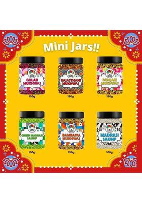 Mr. Merchant Mukhwas Mouth Freshener Trial Pack Combo (Pack Of 6) (Rajasthani Mukhwas 150G, Bambaiya Mukhwas 150G, Gulab Mukhwas 150G, Madrasi Saunf 100G, Green Madrasi Saunf 100G, Punjabi Mukhwas 150G) Gift Combo Sweet Mint Mouth Freshener&nbsp;&nbsp;(6 X 1 Pieces