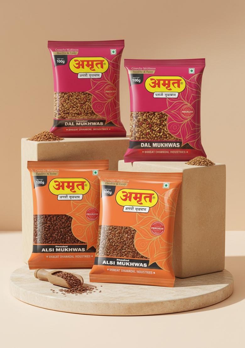 Amrut Alsi & Dal Mukhwas Digestive Crunchy And Tasty Mouth Freshener (4 X 100 G)