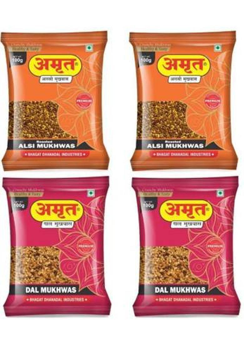 Amrut Alsi & Dal Mukhwas Digestive Crunchy And Tasty Mouth Freshener (4 X 100 G)