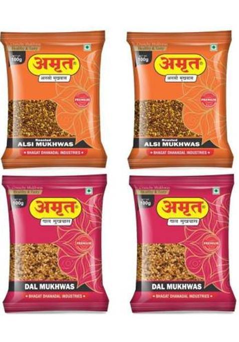 Amrut Alsi & Dal Mukhwas Digestive Crunchy And Tasty Mouth Freshener (4 X 100 G)