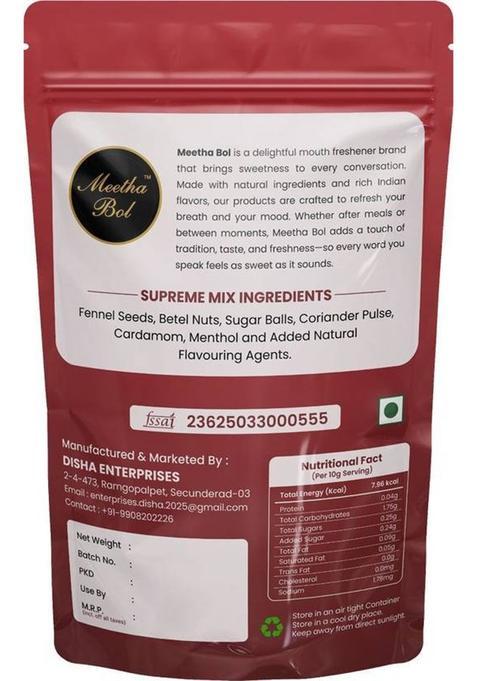 Meetha Bol Supreme Mix : Mixed Flavor Mouth Freshener | Premium Digestive Mukhwas Mixed Flavor Mouth Freshener (100 G)