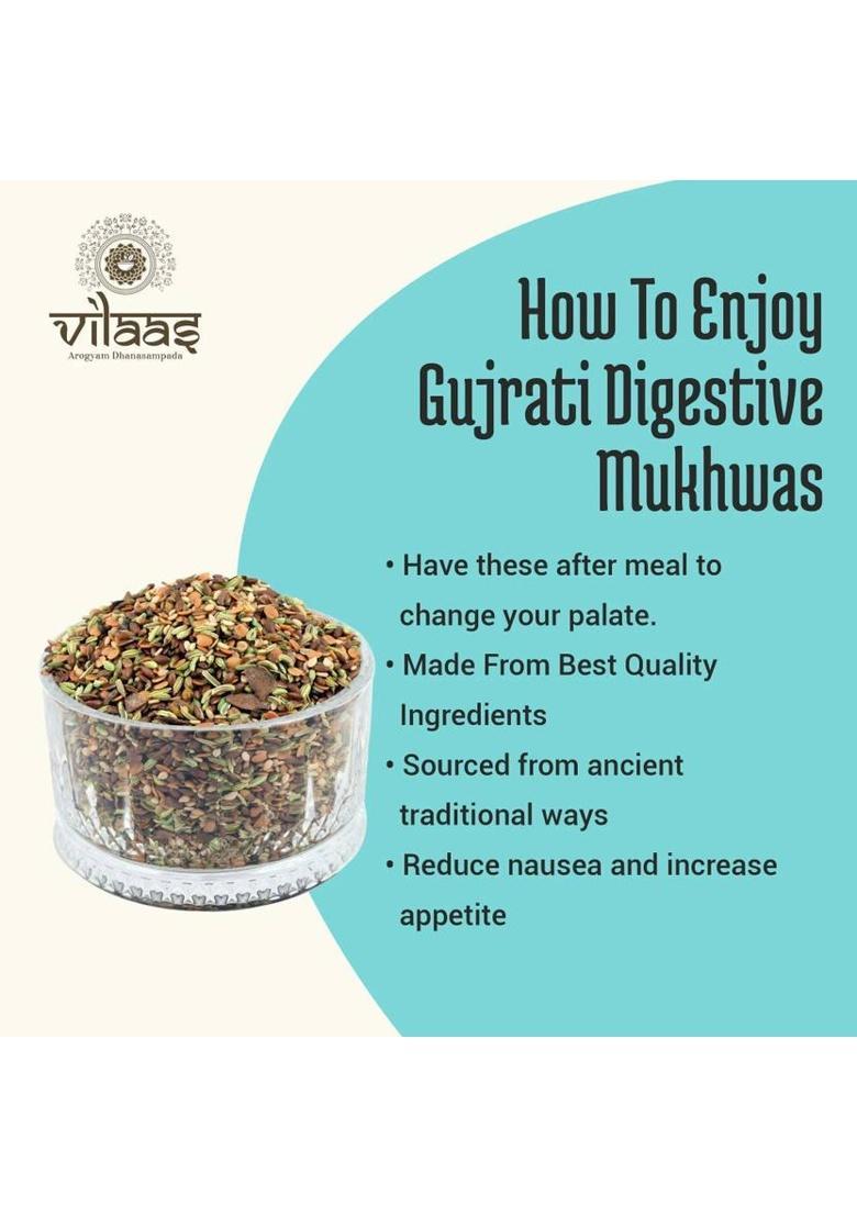 Vilaas Gujarati Digestive Mix 300G | Royal Mukhwas | Mouth Freshener & Fibre Sweet Mouth Freshener (300 G)