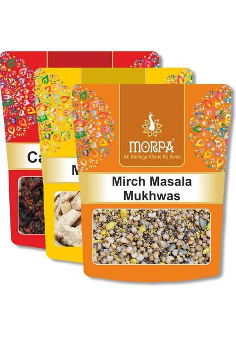 Morpa Calcutta Supari-Free Meetha Dry Pan, Dried Mango Slices, Mirch Masala Mukhwas Mukhwas Mouth Freshener&nbsp;&nbsp;(3 X 200 G)