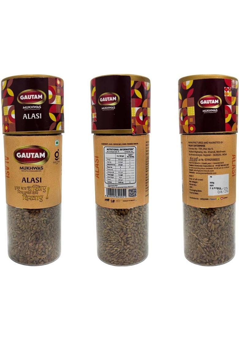 Gautam Alsi Mukhwas | Digestive Mukhwas | Natural & Traditional Indian Mukhwas Flax Seeds Mouth Freshener (3 X 100 G)