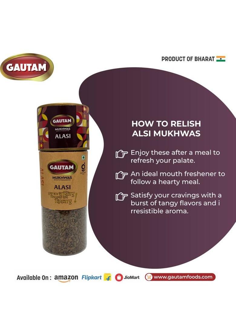 Gautam Alsi Mukhwas | Digestive Mukhwas | Natural & Traditional Indian Mukhwas Flax Seeds Mouth Freshener (3 X 100 G)