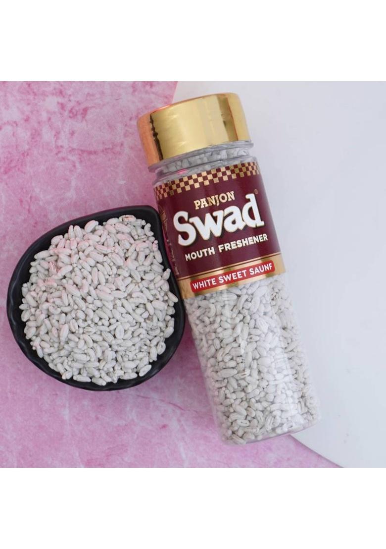 Swad White Sweet Saunf Chennai Mind Mukhwas Mouth Freshener (100% Natural & Digestive), 2 Bottles, 240G White Sweet Saunf Chennai Mind Mukhwas Mouth Freshener (100% Natural & Digestive) Mouth Freshener (2 X 120 G)