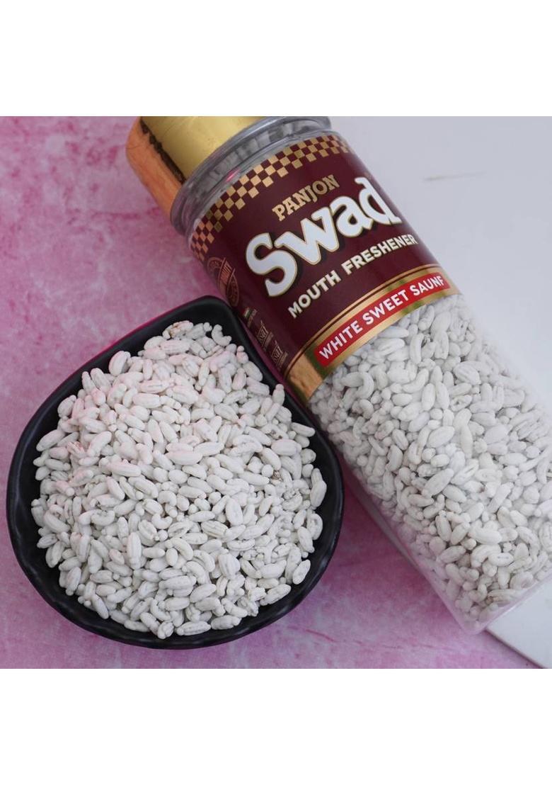 Swad White Sweet Saunf Chennai Mind Mukhwas Mouth Freshener (100% Natural & Digestive), 2 Bottles, 240G White Sweet Saunf Chennai Mind Mukhwas Mouth Freshener (100% Natural & Digestive) Mouth Freshener (2 X 120 G)