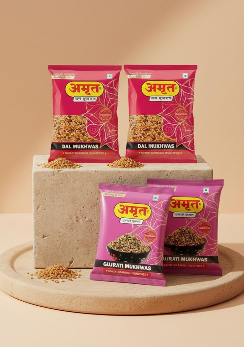 Amrut Dal & Gujarati Mukhwas Traditional Indian Mouth Freshener Combo Mouth Freshener (4 X 200 G)