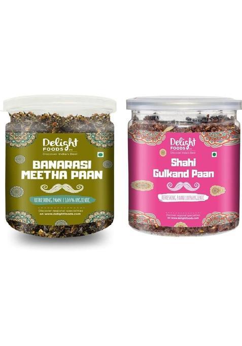 Delight Foods Banarasi Meetha Paan And Sahi Gulkand Meetha Paan (300Gm Each) Without Supari Traditional Mukhwas, Sweet Paan Hygienically Packed Jar Mouth Freshener&nbsp;&nbsp;(2 X 300 G)