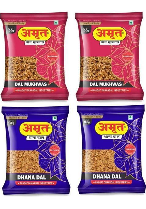 Amrut Dal & Dhanadal Mukhwas Digestive Crunchy And Tasty Mouth Freshener&nbsp;&nbsp;(4 X 100 G)