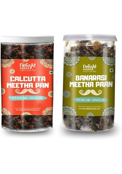 Delight Foods Calcutta Meetha Paan And Banarasi Meetha Paan (200Gm Each) Without Supari Traditional Mukhwas, Sweet Paan Hygienically Packed Jar Mouth Freshener  (2 X 200 G)