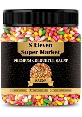S Eleven Super Market Sugar Coated Fennel Jar/Saunf/Colourful Fennel Candy/Tini Mini Mukhwa Sweet Mouth Freshener&nbsp;&nbsp;(400 G)