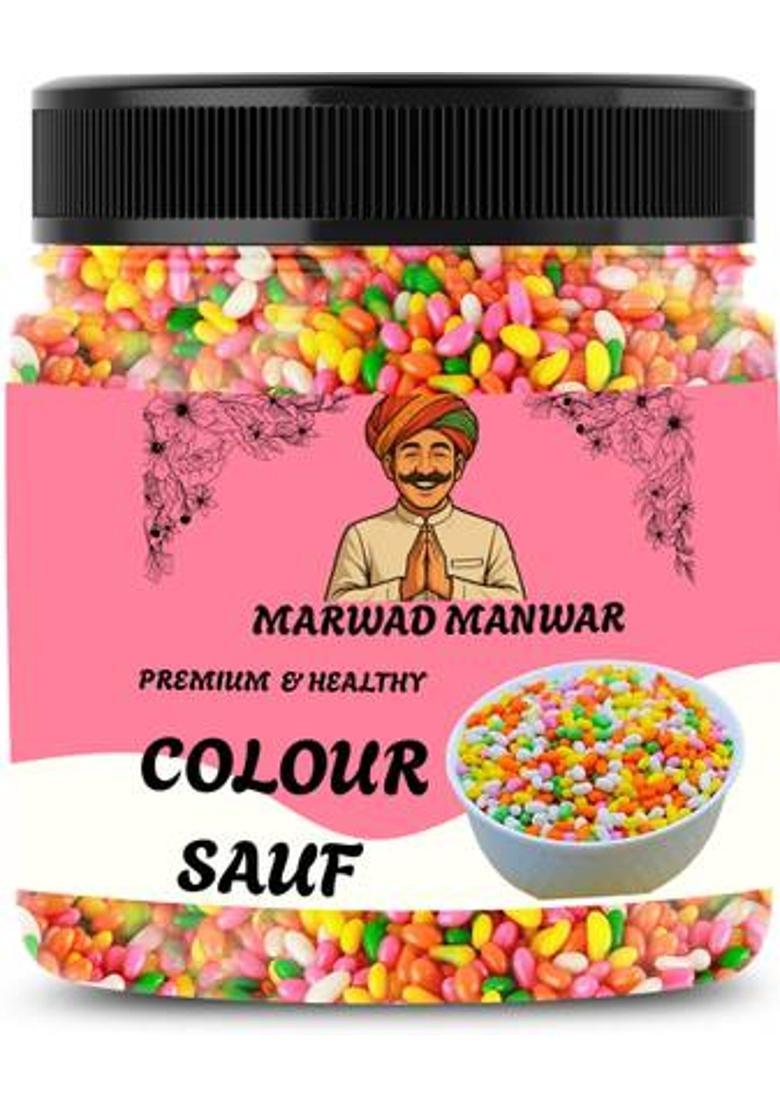 Marwad Manwar Premium Colorful Sugar Coated Saunf | Mouth Freshener | After Meal Mukhwas Sweet Mouth Freshener (500 G)