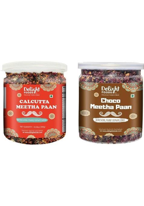 Delight Foods Calcutta Meetha Paan And Choco Meetha Paan (300Gm Each) Without Supari Traditional Mukhwas, Sweet Paan Hygienically Packed Jar Mouth Freshener  (2 X 300 G)