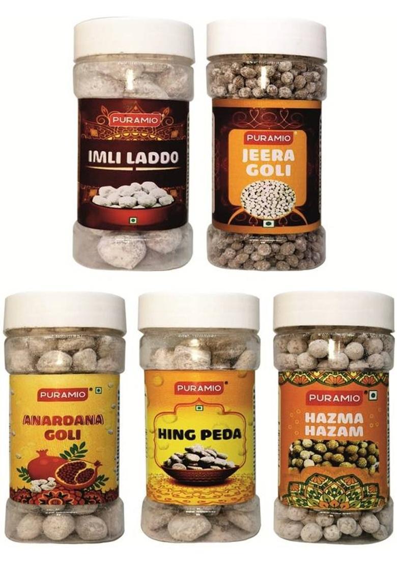 Puramio Digestive Mukhwas (Pack Of 5) Each 140G, Pure And Premium Mukhwas Mouth Freshener (5 X 140 G)