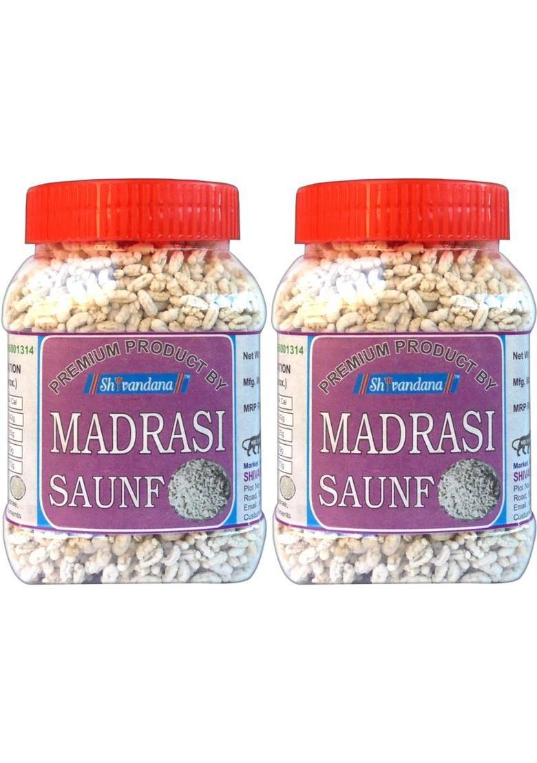 Shivandana Natural White Madrasi Saunf With Peppermint Sweet Mint Coated Fennel Mukhwas Saunf Mouth Freshener (2 X 300 G)