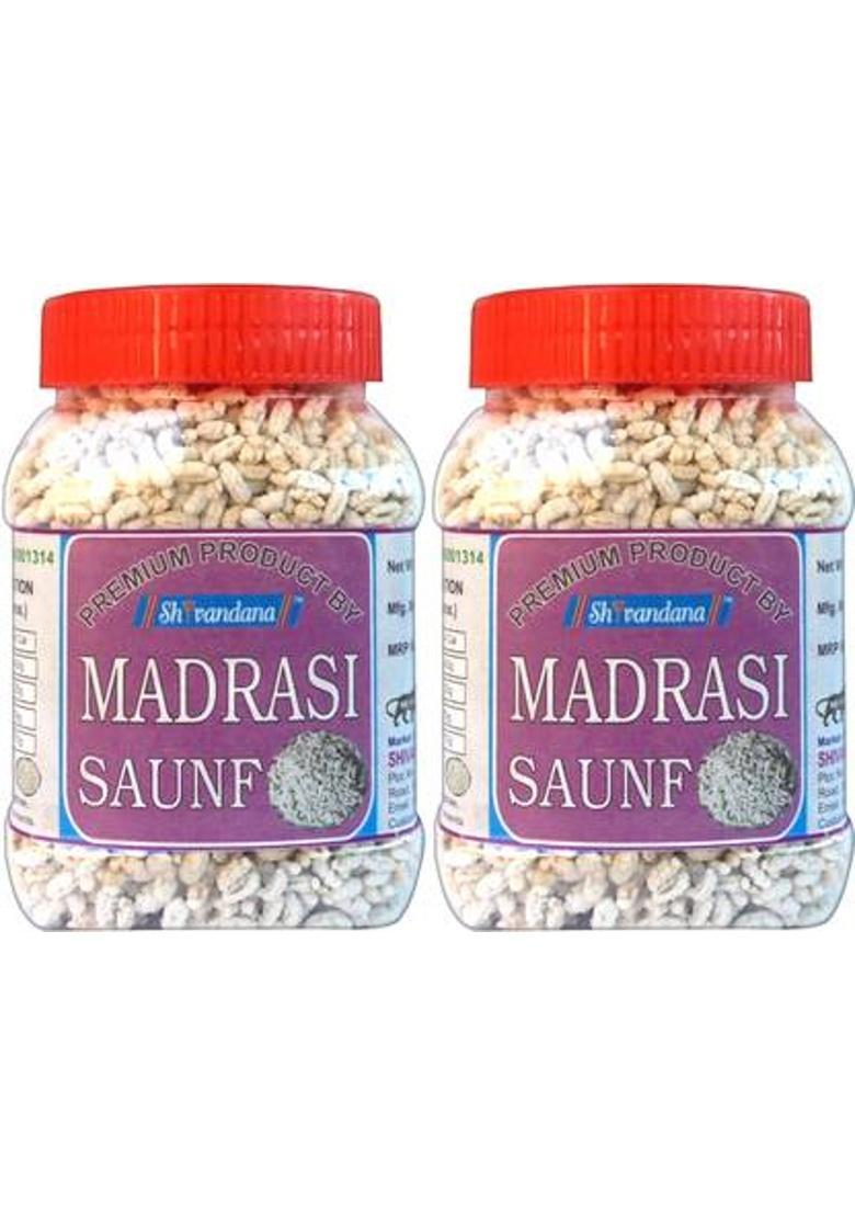 Shivandana Natural White Madrasi Saunf With Peppermint Sweet Mint Coated Fennel Mukhwas Saunf Mouth Freshener (2 X 300 G)