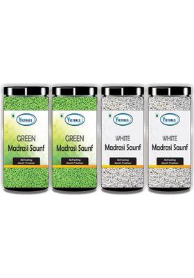 Victuals Green & White Madrasi Saunf 800G | Peppermint Saunf | Mukhwas | Mouth Freshner | Peppermint Mouth Freshener&nbsp;&nbsp;(4 X 200 G)