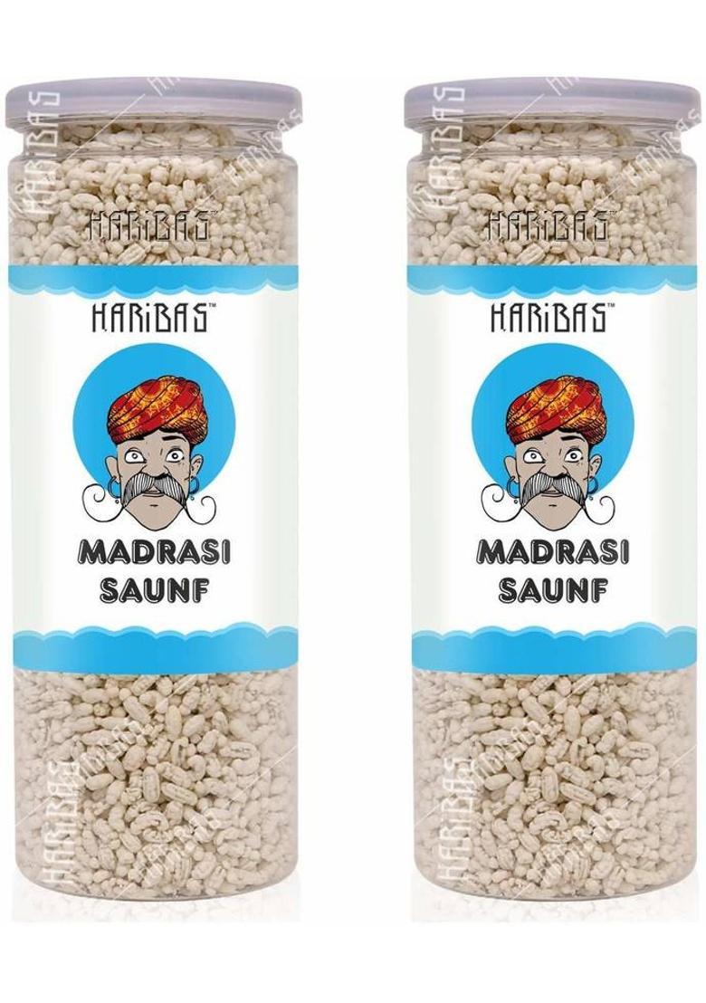 Haribas Madrasi Mukhwas (White Madrasi Saunf) 200Gx2 In Tin Can| Pure And Premium Mukhwas Mouth Freshener | Thandai Mint Saunf | Good For Bad Breath, Good For Digestion, After Meal And Drink, Mukhwas Mouth Freshener Madrasi Mukhwas ( White Madrasi Saunf )