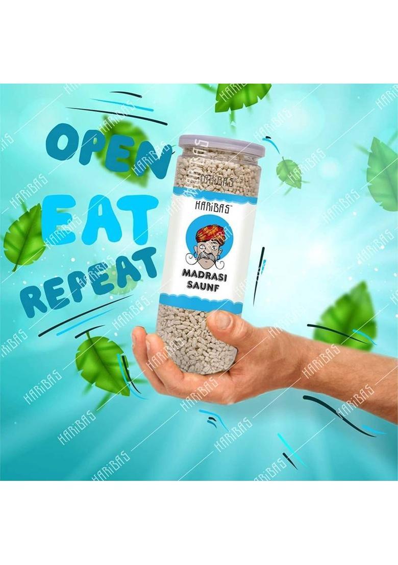 Haribas Madrasi Mukhwas (White Madrasi Saunf) 200Gx2 In Tin Can| Pure And Premium Mukhwas Mouth Freshener | Thandai Mint Saunf | Good For Bad Breath, Good For Digestion, After Meal And Drink, Mukhwas Mouth Freshener Madrasi Mukhwas ( White Madrasi Saunf )