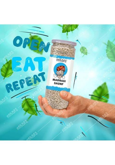 Haribas Madrasi Mukhwas (White Madrasi Saunf) 200Gx2 In Tin Can| Pure And Premium Mukhwas Mouth Freshener | Thandai Mint Saunf | Good For Bad Breath, Good For Digestion, After Meal And Drink, Mukhwas Mouth Freshener Madrasi Mukhwas ( White Madrasi Saunf )
