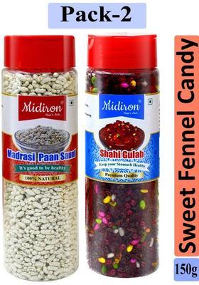 Midiron Mukhwas Pack 2, Madrasi Paan & Shahi Gulab Mukhwas (150 Gm Each) Paan, Gulab Mouth Freshener&nbsp;&nbsp;(2 X 150 G)