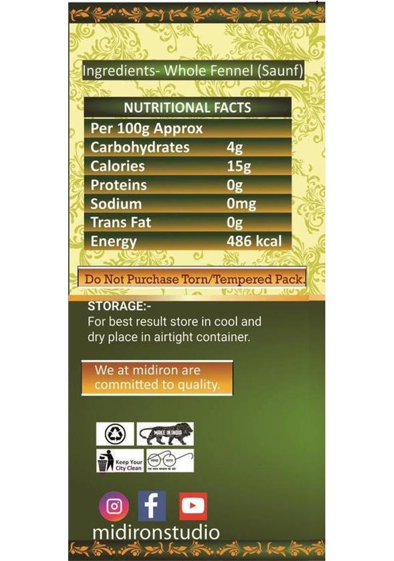 Midiron Saunf, Natural Green Saunf, Saunf Mouth Freshener, Good For Immunity, Help In Digestion Natural Saunf Mouth Freshener (80 G)