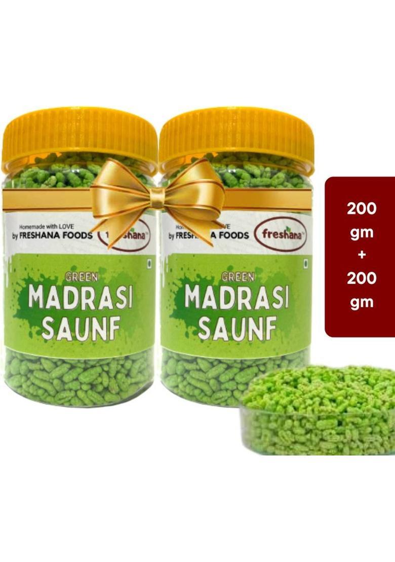 Freshana Green Madrasi Peppermint Saunf Mukhwas Pure And Premium Mouth Freshener Mint Mouth Freshener (2 X 200 G)