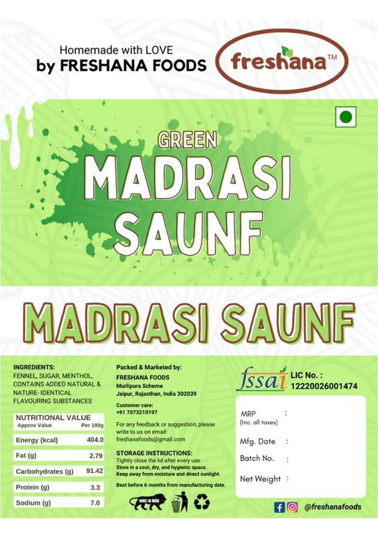 Freshana Green Madrasi Peppermint Saunf Mukhwas Pure And Premium Mouth Freshener Mint Mouth Freshener (2 X 200 G)