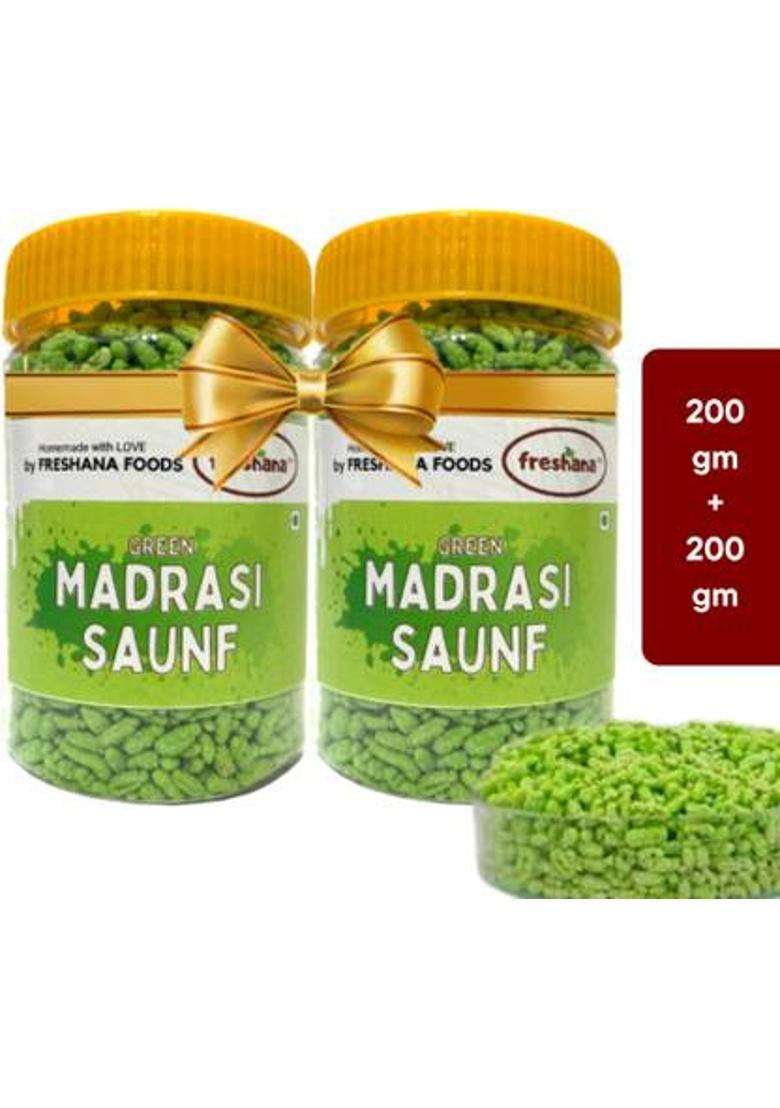 Freshana Green Madrasi Peppermint Saunf Mukhwas Pure And Premium Mouth Freshener Mint Mouth Freshener (2 X 200 G)
