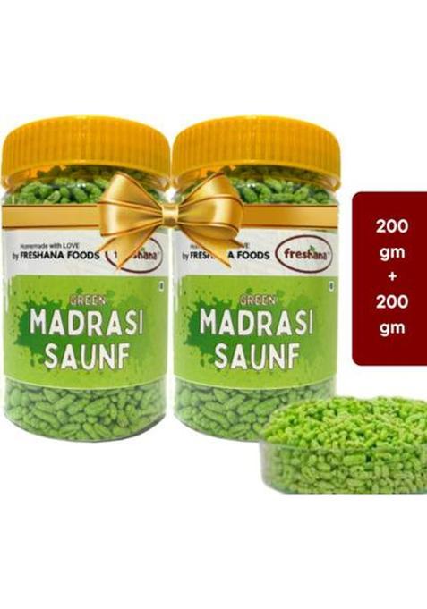 Freshana Green Madrasi Peppermint Saunf Mukhwas Pure And Premium Mouth Freshener Mint Mouth Freshener (2 X 200 G)