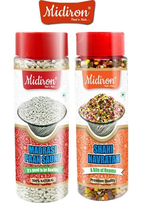 Midiron Mukhwas Pack |Madrasi Paan Saunf (150 Gm)| Shahi Navratan Mukhwas (150 Gm) Sweet Mouth Freshener&nbsp;&nbsp;(2 X 150 G)