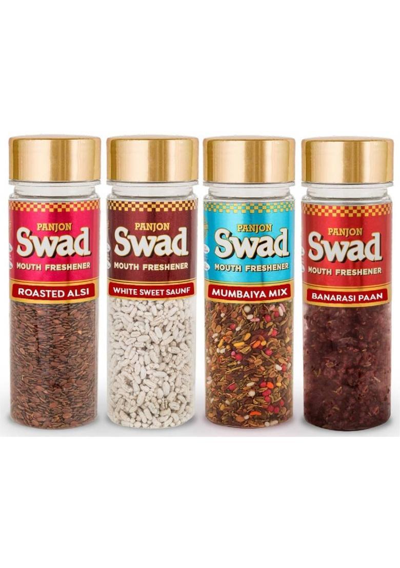 Swad Mumbaiya Mix, White Sweet Saunf, Roasted Alsi, Banarasi Paan Mukhwas Mouth Freshener, 4 Bottles, 460G Mouth Freshener (4 X 115 G)