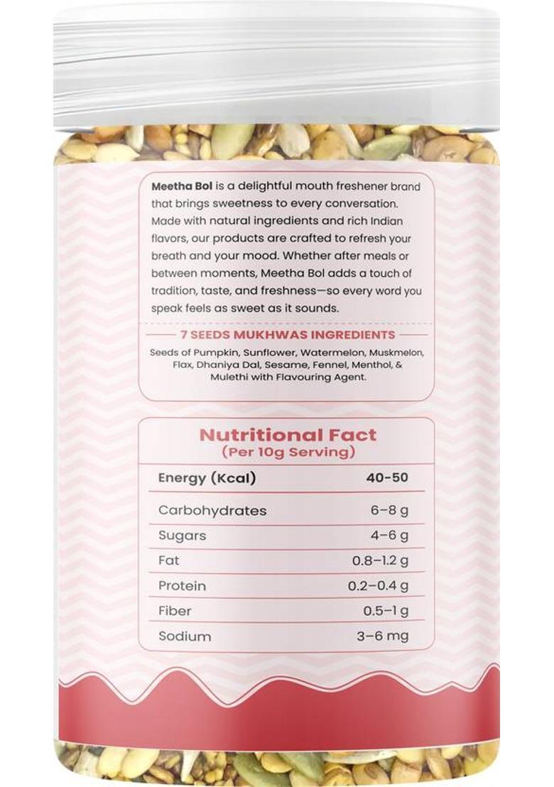 Meetha Bol 7 Seeds Mukhwas: A Healthy And Premium Mukhwas For Brain Heart & Digestion Mixed Flavor Mouth Freshener (100 G)