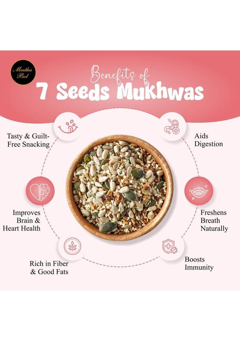 Meetha Bol 7 Seeds Mukhwas: A Healthy And Premium Mukhwas For Brain Heart & Digestion Mixed Flavor Mouth Freshener (100 G)