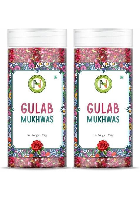 Nature Vit Gulab Mukhwas 400G – Sweet Rose Petal Mouth Freshener Paan, Mint, Gulab Mukhwas Mouth Freshener (2 X 200 G)