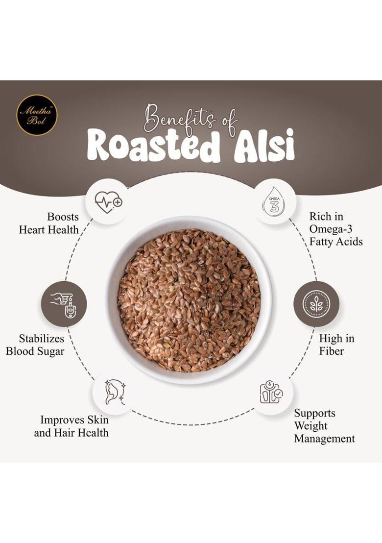Meetha Bol Roasted Alsi: Healthy Flax Seed Mukhwas For Digestion Weight Loss & Hair Growth Alsi Flavor Mouth Freshener (100 G)