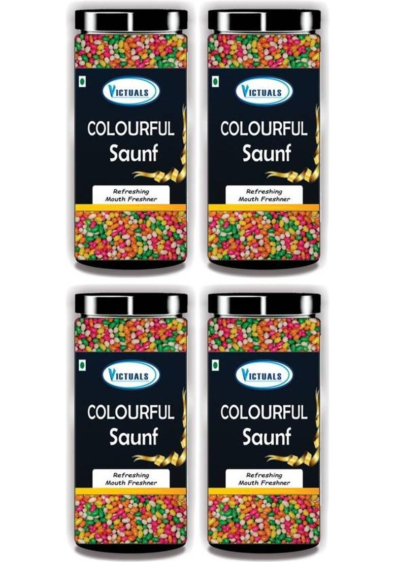 Victuals Colourful Sugar Coated Saunf Mukhwas | Saunf | Fennel Candy | Sweet Mouth Freshener (4 X 200 G)
