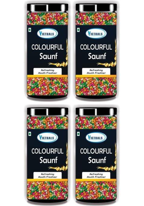 Victuals Colourful Sugar Coated Saunf Mukhwas | Saunf | Fennel Candy | Sweet Mouth Freshener&nbsp;&nbsp;(4 X 200 G)