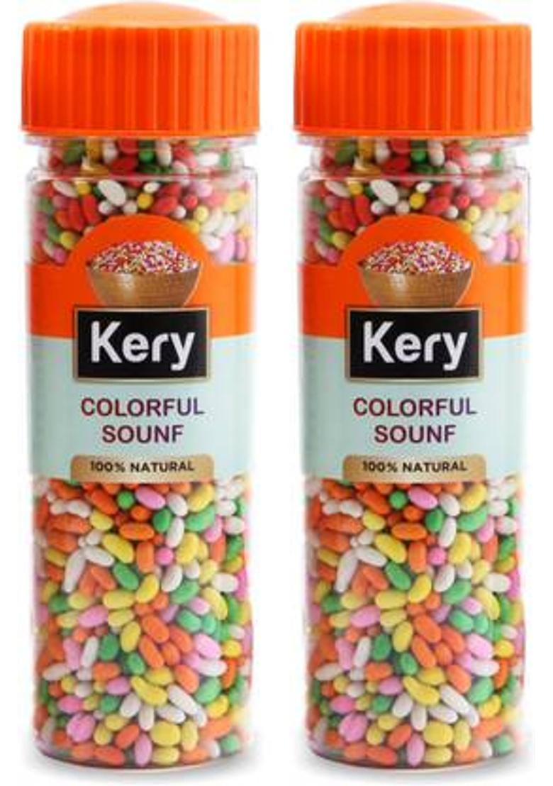 Kery Colorful Saunf Mouth Freshener, 2 Bottles, 360G [Sugar Coated Fennel Sonf Mukhwas] Colorful Saunf Mouth Freshener Mouth Freshener (2 X 180 G)