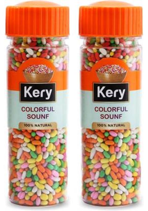 Kery Colorful Saunf Mouth Freshener, 2 Bottles, 360G [Sugar Coated Fennel Sonf Mukhwas] Colorful Saunf Mouth Freshener Mouth Freshener (2 X 180 G)