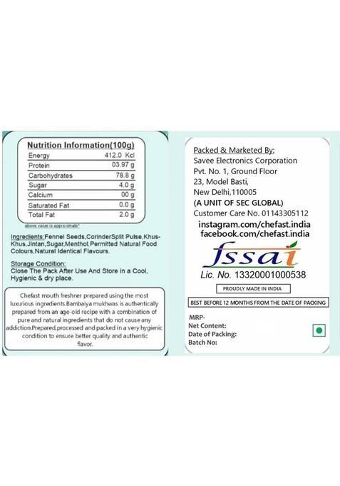 Chefast Punjabi Mukhwas [ Digestive, After-Meal Snack] Pack Of 2 Sweet Mouth Freshener (2 X 230 G)